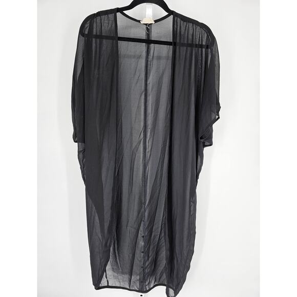 Olive Tree Women's Black Open Front Long Sleeve Polyester Kimono Duster Size L - Picture 1 of 5